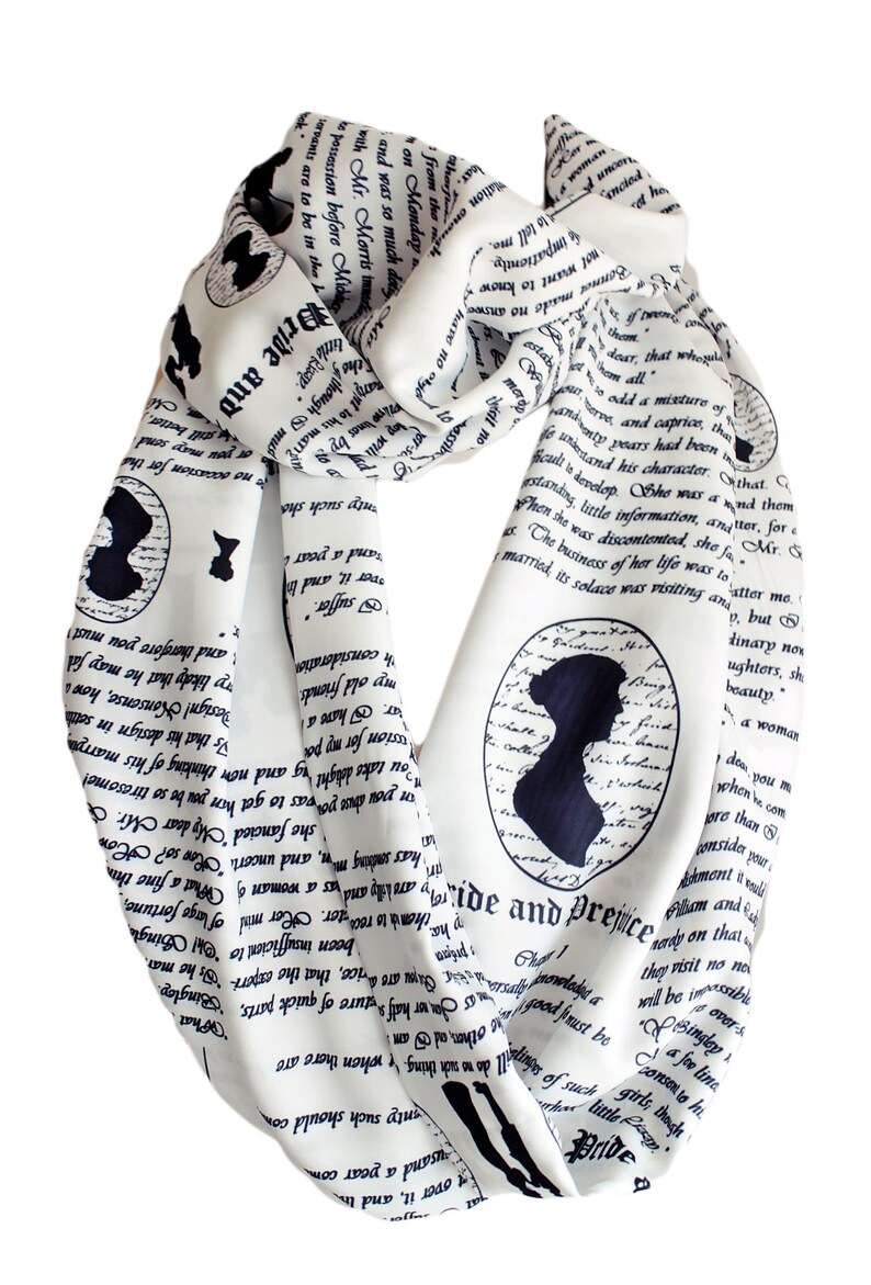 Pride and Prejudice Book Scarf Jane Austen Gift For Her Women Accessories Fall Winter Fashion literary gift librarian apparel black friday image 2