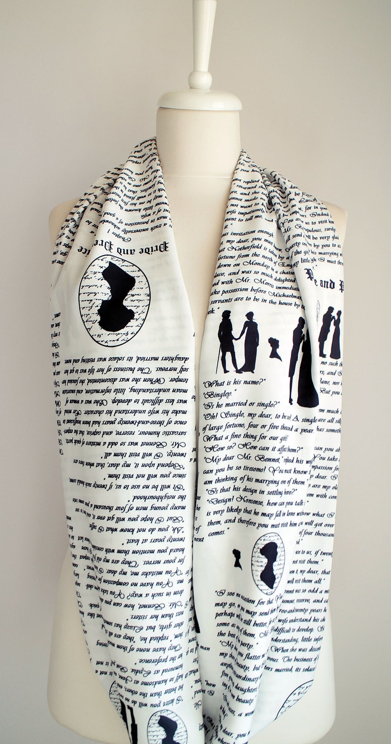 Pride and Prejudice Book Scarf Jane Austen Gift For Her Women Accessories Fall Winter Fashion literary gift librarian apparel black friday image 3