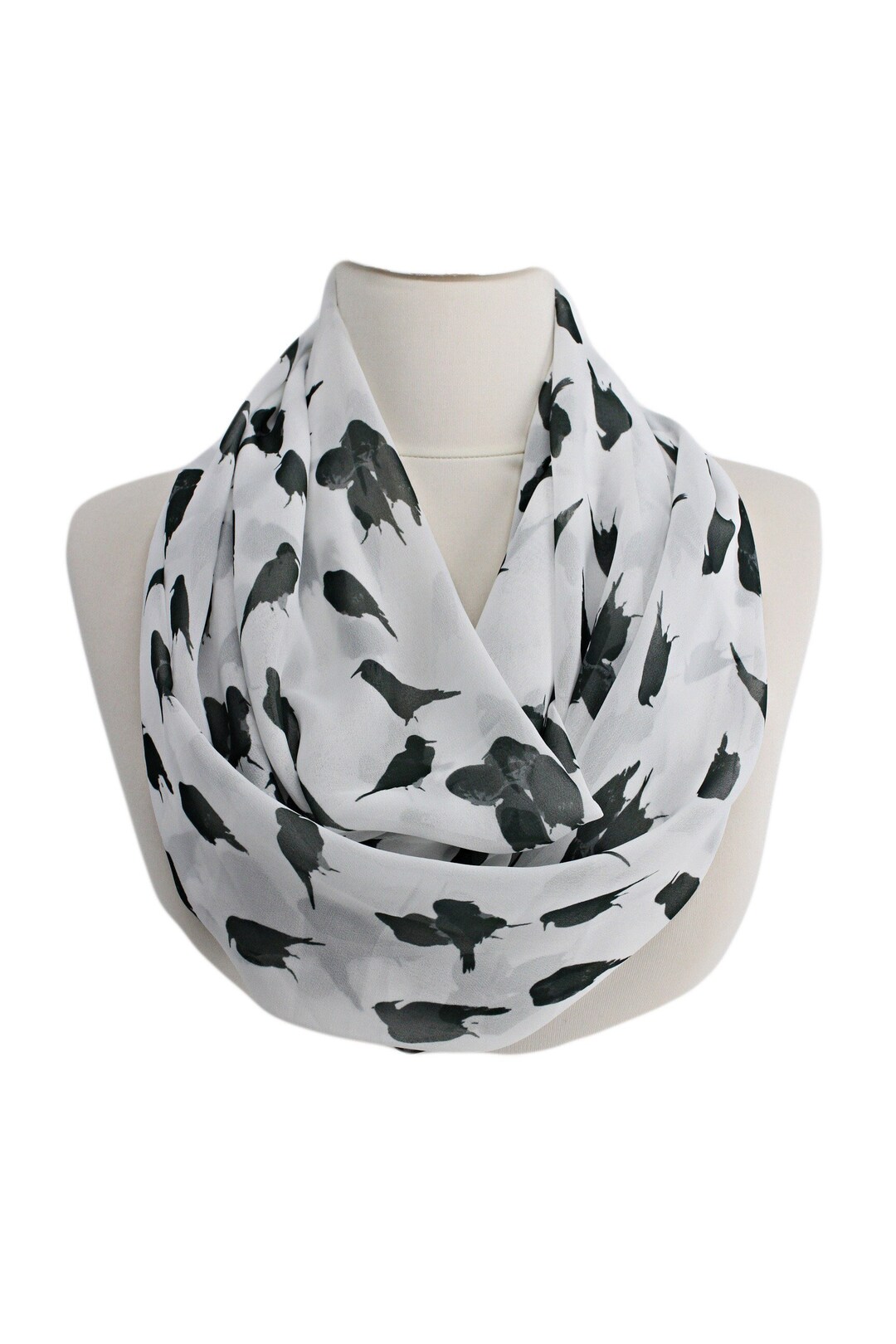 Japanese Crows Illustration Infinity Scarf, Watanabe Seitei Circle ...