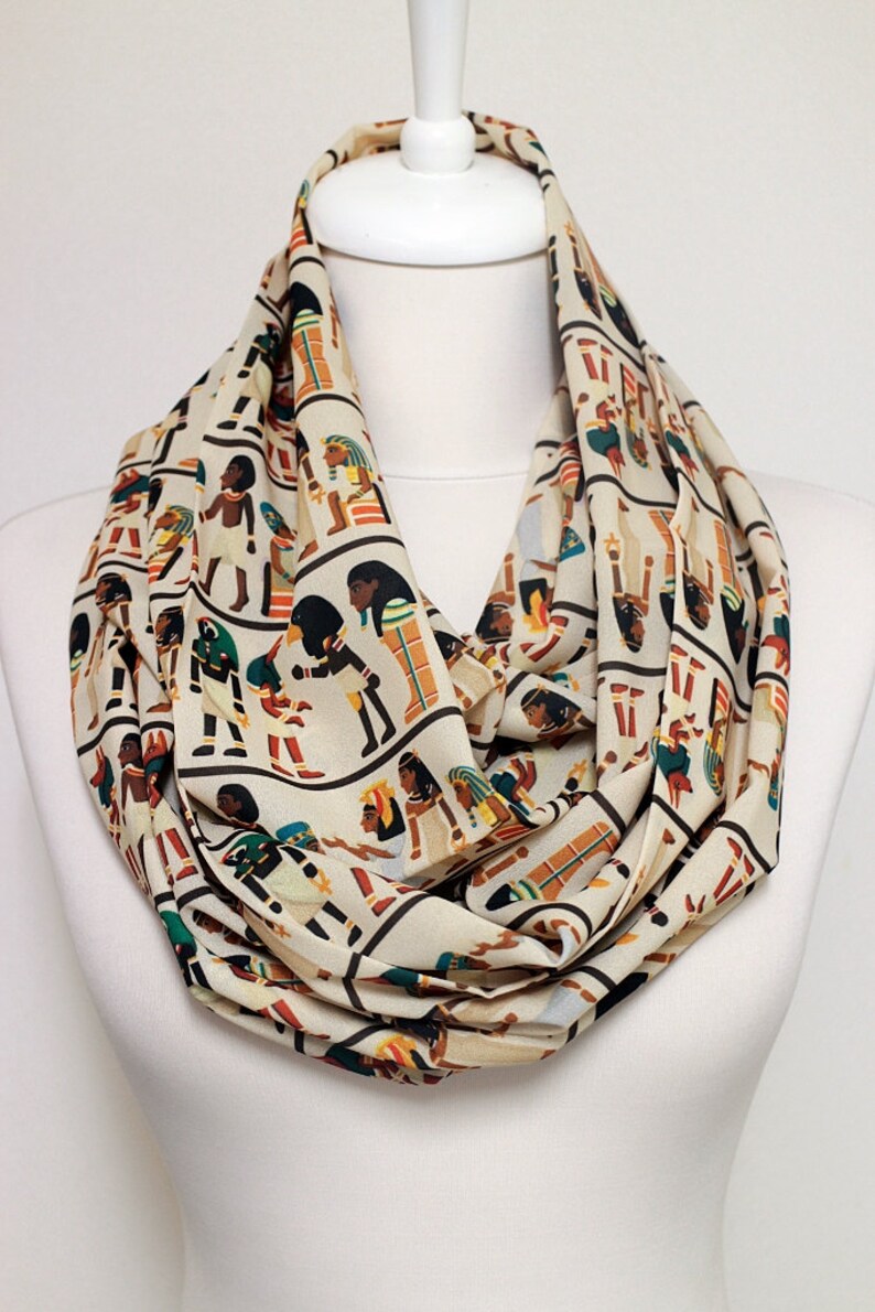 Antique Egyptian Pattern Infinity Scarf Circle Scarf Loop Etsy
