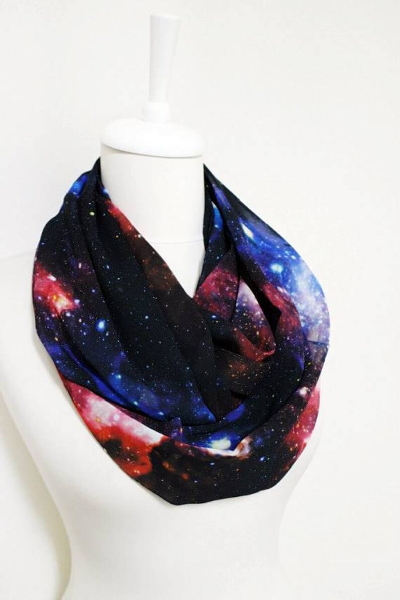 Galaxy Infinity Scarf Black Nebula Scarf Birthday for Women Gift For Her Wife Winter Fashion Christmas gift under 30 dollars black friday image 3