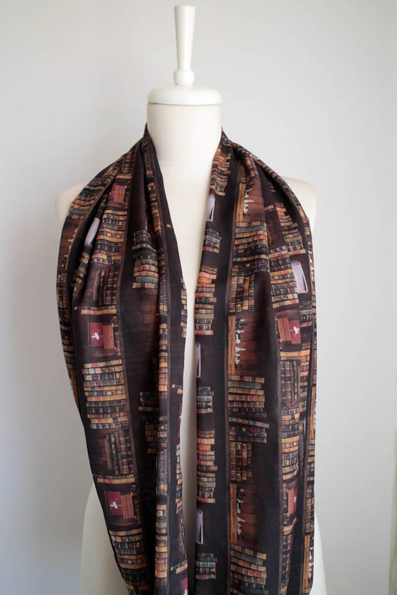 Bookshelf Scarf Infinity Scarf Book Scarf Book Lover Gift Librarian Scarf Geek Literary Gift For Women Her Ideas gift under 30 black friday image 7
