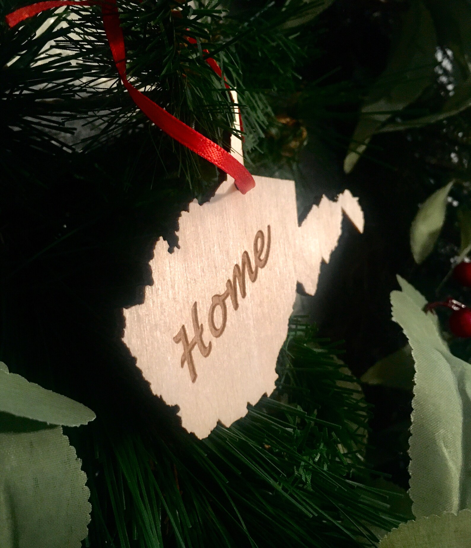 West Virginia Home Ornament WV Home Christmas Wooden State Etsy