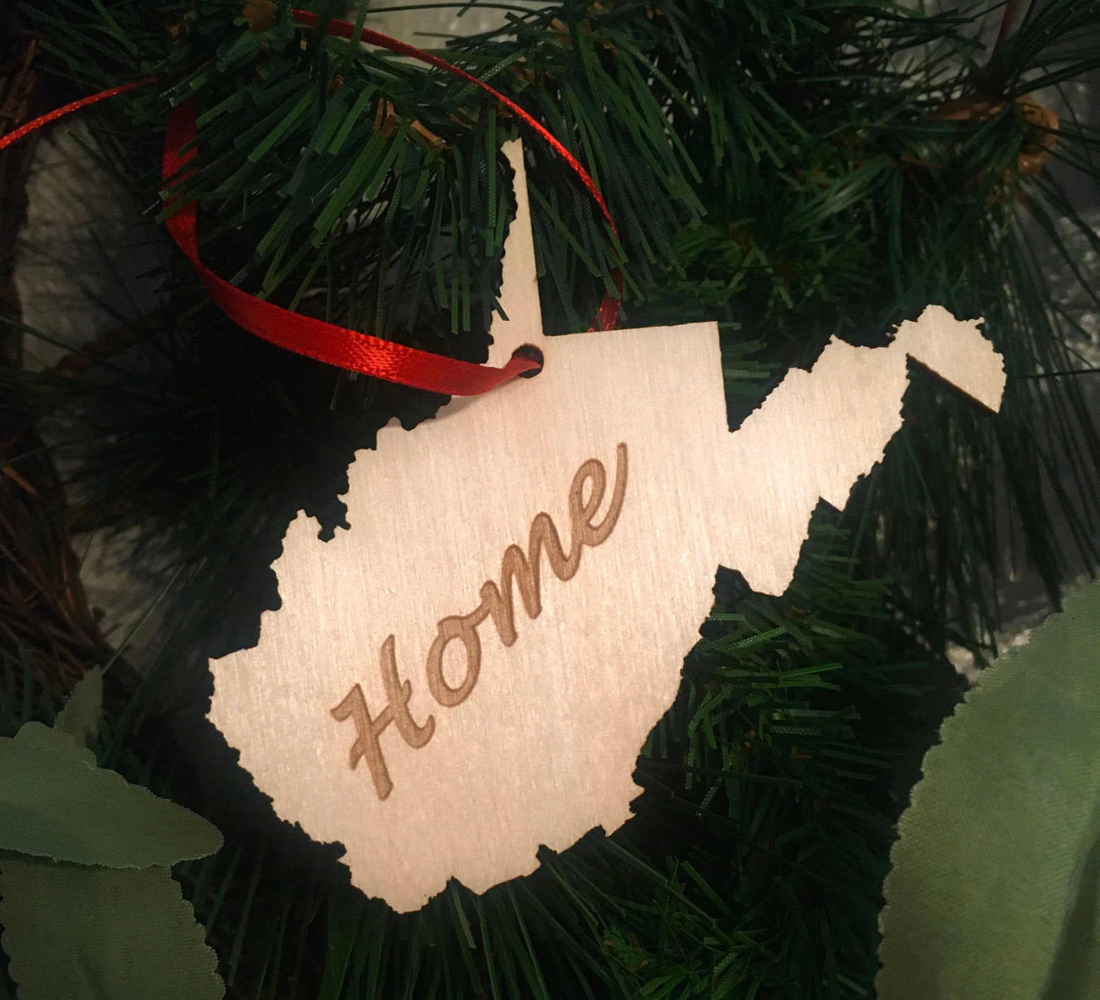 West Virginia Home Ornament WV Home Christmas Wooden State Etsy