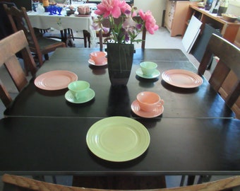 Mid Century Hazel Atlas Moderntone Platonite Mixed Pastel Dishes Set of 12