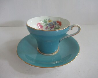 Aynsley Bone China Aqua Cup Saucer