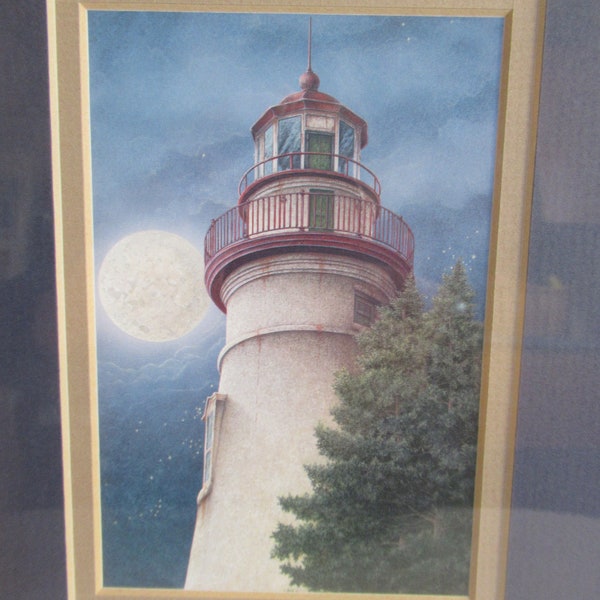 Ben Richmond Moon Shadows Marblehead Lighthouse Richmond Galleries Signed Print