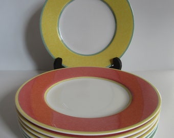 Fitz and Floyd Correlations Salad Plates 4 Terra Cotta and 3 Yellow
