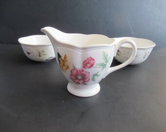 Lenox Butterfly Meadow Creamer and 2 Dessert Bowls