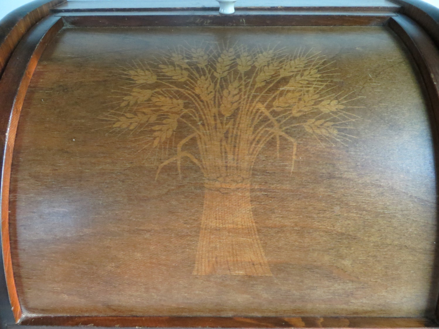 Vintage Cornwall Wooden Bread Box With Wheat Design Etsy