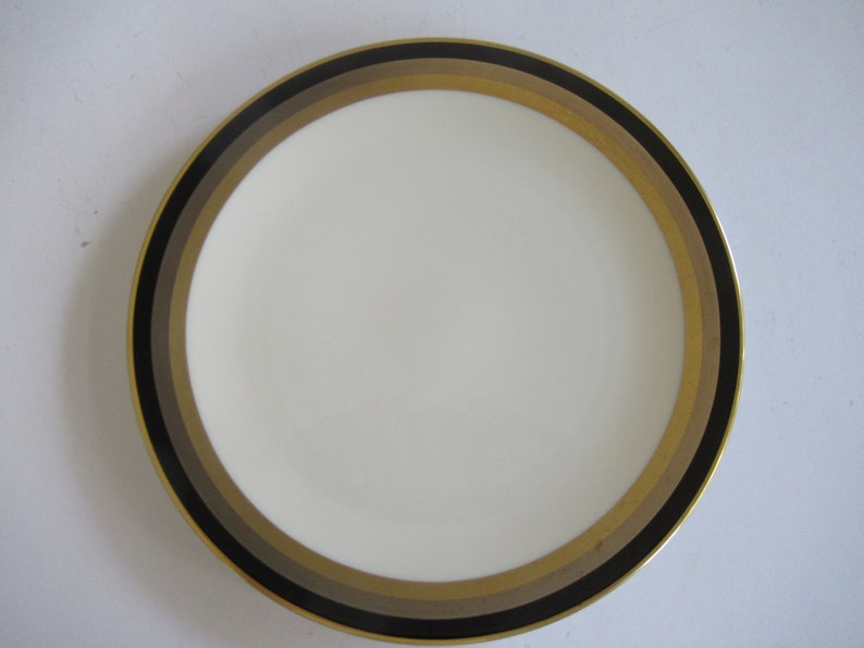 Gorham Midnight Contessa Salad Plates 24 Kt Gold Band Set of 5