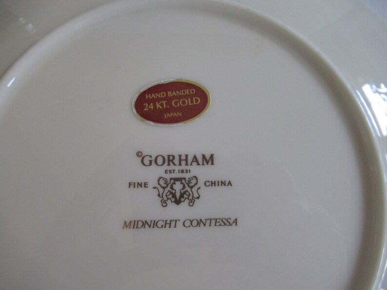 Gorham Midnight Contessa Salad Plates 24 Kt Gold Band Set of 5