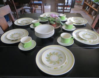 Mid Century Taylor Smith Taylor Ironstone Mint Pattern Setting for 6 With Extra Pieces