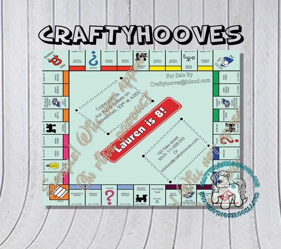 Items similar to Monopoly Game Birthday Party Invitations U-Print ...