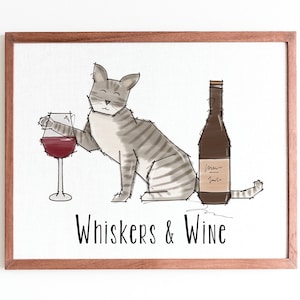 Whiskers & Wine - Digital Download Artwork of a Playful Cat with a Glass of Wine