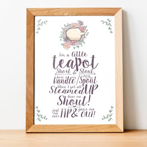 I'm a Little Teapot Nursery Song Digital Artwork for Girls' Room