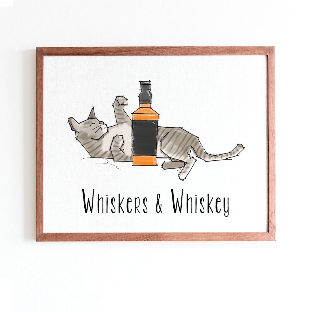 Whiskers & Whiskey A Feline Companion for Your Evening Drink Digital