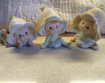 Trio of darling HomeCo Pixies from the 80's. Marked 5615, made in Taiwan.