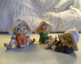 Set of 3 adorable HomeCo Pixies from 1980's. Marked 5213, made in Taiwan