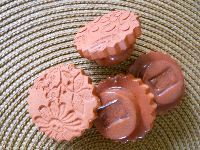 Set of 4 ceramic cookie stamps each made from a unique scrap Etsy