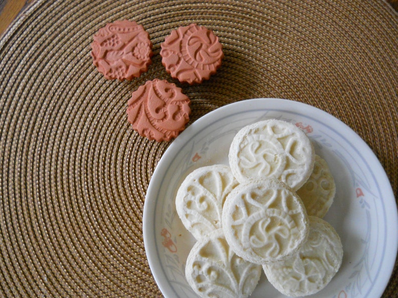 Set of 4 Ceramic Cookie Stamps Each Embossed With a Unique Etsy