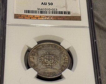 Mozambique 1938 5 escudos NGC AU50