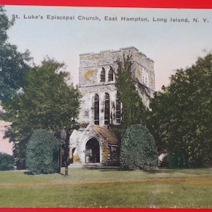 East Hampton, Long Island, NY, St. Luke's Episcopal Church, Stein Architektur, Vintage Postkarte, circa 1937