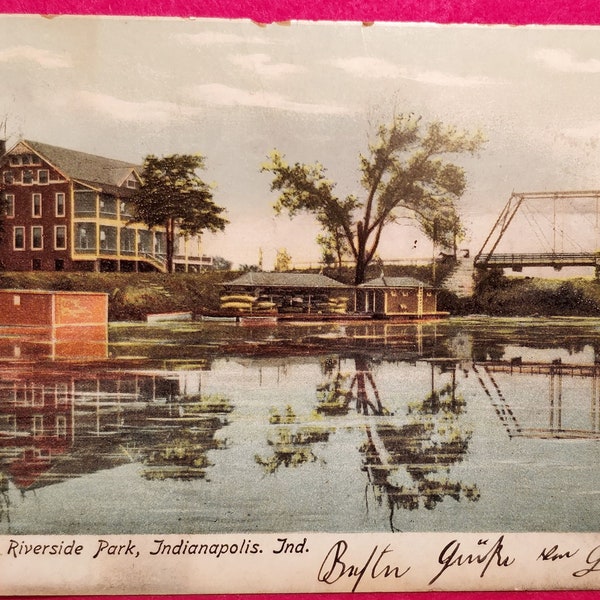 Indianapolis, Indiana, Antique Postcard, Riverside Park,Unidivided Back, Eagle, 1908