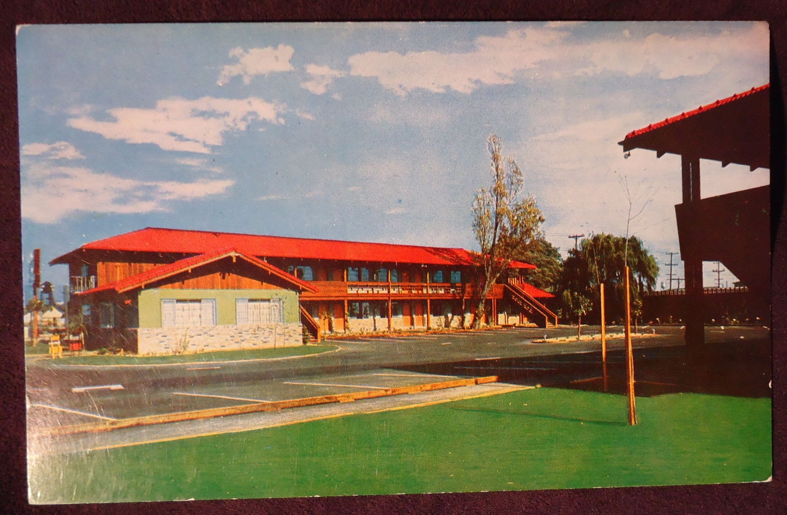 Rancho Del Rey Motel, Oakland, California, Vintage Postcard, Midmod