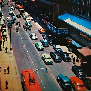 Atlanta Georgia, Vintage Postkarte, Peachtree Street und State Capklemme, Luftaufnahme, circa 1956
