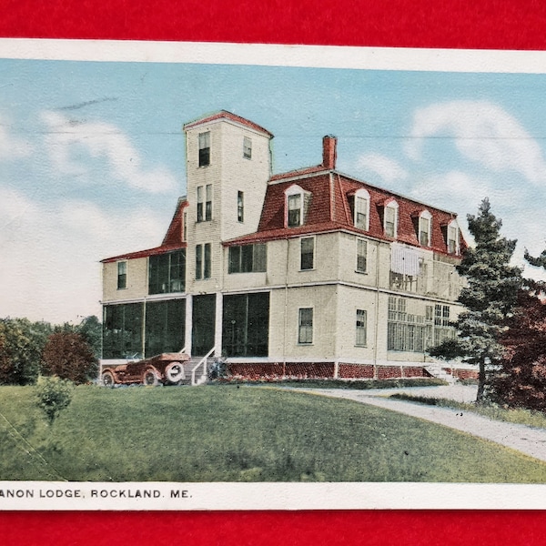 Rockland, Maine, Antique Postcard, Gathganon Lodge, Bancroft School / Camp, Old Car, 1920