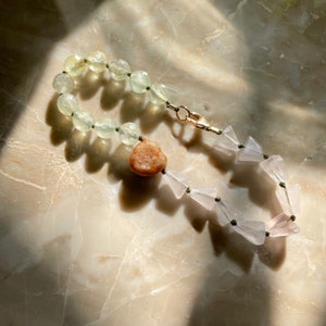 Hand Knotted Gemstone Bracelet SPLIT BRACELET Jasper Heart Rose Quartz Prehnite image 1