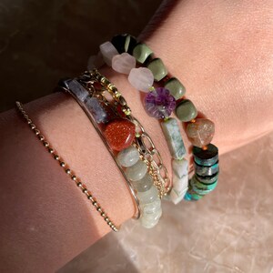 Pulsera de piedras preciosas anudadas a mano Goldstone Heart / / Iolite / New Jade SPLIT BRACELET imagen 6