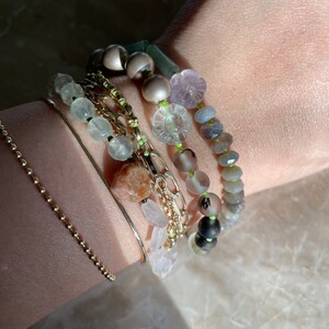 Hand Knotted Gemstone Bracelet SPLIT BRACELET Jasper Heart Rose Quartz Prehnite image 6