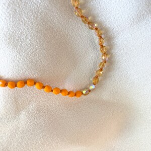 KNOTTED BEADED NECKLACE Orange crystal knotted beaded necklace with 14kt gold filled ring image 3