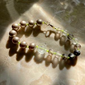 Hand Knotted Gemstone Bracelet SPLIT BRACELET Fluorite Flower Matte Quartz Swarovski Pearls image 1