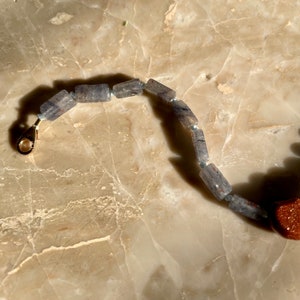 Hand Knotted Gemstone Bracelet Goldstone Heart Iolite New Jade SPLIT BRACELET image 5