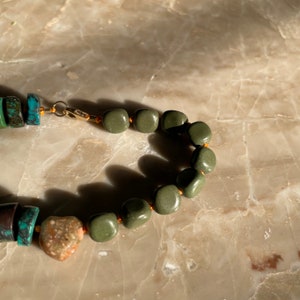 Hand Knotted Gemstone Bracelet SPLIT BRACELET Jasper Heart Serpentine Turquoise image 6