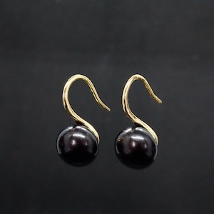 Real 14K Gold Black Pearl Drop Earrings  - Wedding Earrings