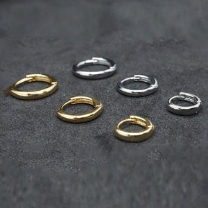 Minimalist Sterling Silver Huggie Hoops in Silver or Gold, 6mm, 8mm and 10mm Skinny Hoops, Simple Hoop Earrings