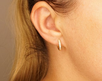 Minimalist Huggie Hoops in Silver or Gold, 6mm, 8mm and 10mm Skinny Hoops, Simple Hoop Earrings