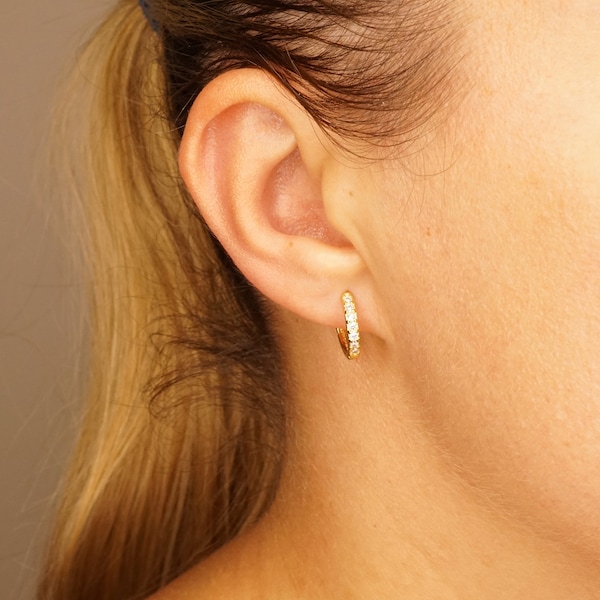 Minimalist Huggie Hoops in Silver or Gold, 6mm, 8mm and 10mm Skinny Hoops, Simple Hoop Earrings