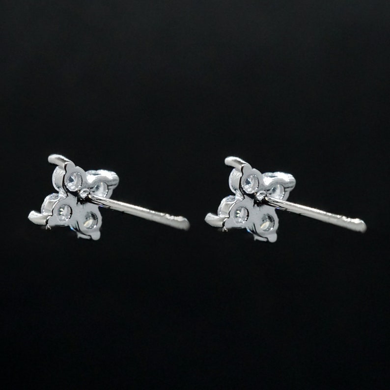 Very Tiny Hydrangea Flower Inspired Stud Earrings in Sterling Silver or Gold with Sparkly CZ Crystals, Simple and Minimalist zdjęcie 9