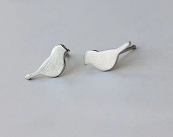 Silver Bird Stud Earrings // Bird lover earrings