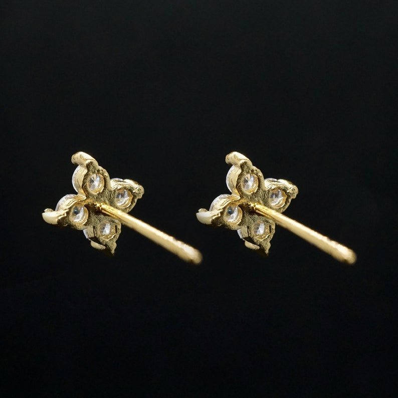 Very Tiny Hydrangea Flower Inspired Stud Earrings in Sterling Silver or Gold with Sparkly CZ Crystals, Simple and Minimalist image 10