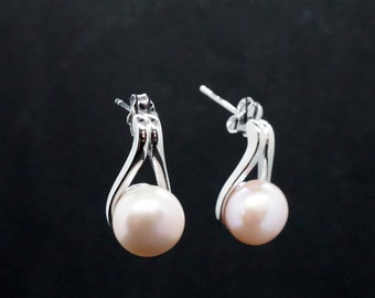 Mia X - Pendientes Purple Pearl Silver Drop - Pendientes de boda