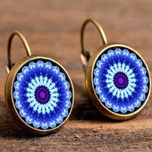 Boho Flower Drop Earrings For Women Vintage Jewelry Geometric Pattern Round Earings Bijoux boucles d'oreilles bohemia