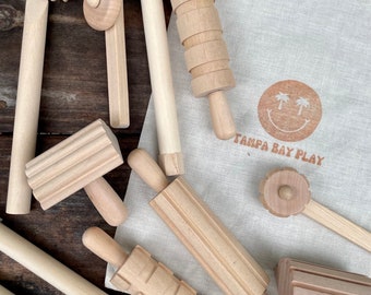 Wooden Play Dough Tools- Wood Sensory Tools, Doh Kit, Montessori, Toddler Kit, Playdough Eco Tools Sensory Rice Bin Playroom Flisat Trofast
