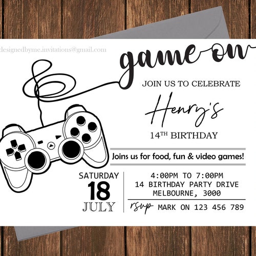 Video Game Printable Birthday Invitation Video Gamer - Etsy