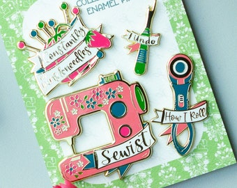 Sewist Enamel Pin Collection set | Quilter Gifts | Sewing Accessories